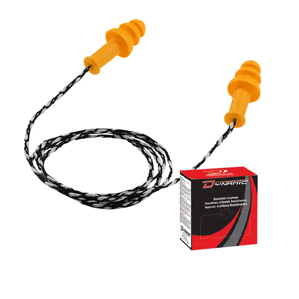 BOUCHONS D’OREILLE 25 DB RÉUTILISABLES DYNAMIC AVEC CORDON À LA BOÎTE - NP104C