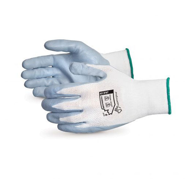 GANTS EN NYLON BLANC PAUME EN NITRILE EN MOUSSE SUPERIOR DEXTERITY - S13FNT