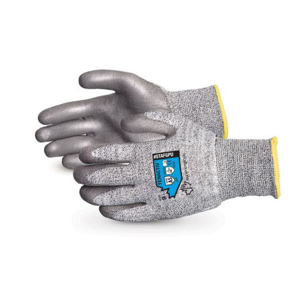 GANTS ANTI-COUPURES GRIS AVEC PAUMES POLYURÉTHANE SUPERIOR TENACTIV - STAFGPU