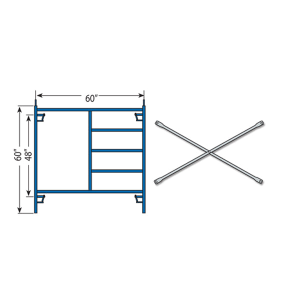 SECTION D'ÉCHAFAUD 2 CADRES, 2 CROISILLONS (5' X 5' X 10) - C-055-3