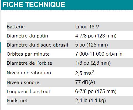 SABLEUSE ORBITALE 5'' MAKITA 18V  - DBO180Z