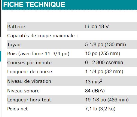 SCIE ALTERNATIVE MAKITA 18V - DJR186Z