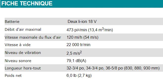 SOUFFLEUR MAKITA 18V X2 - DUB362Z