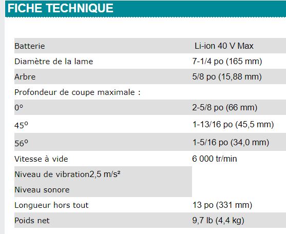 ENSEMBLE SCIE CIRCULAIRE 7-1/4'' MAKITA 40V - HS003GM103